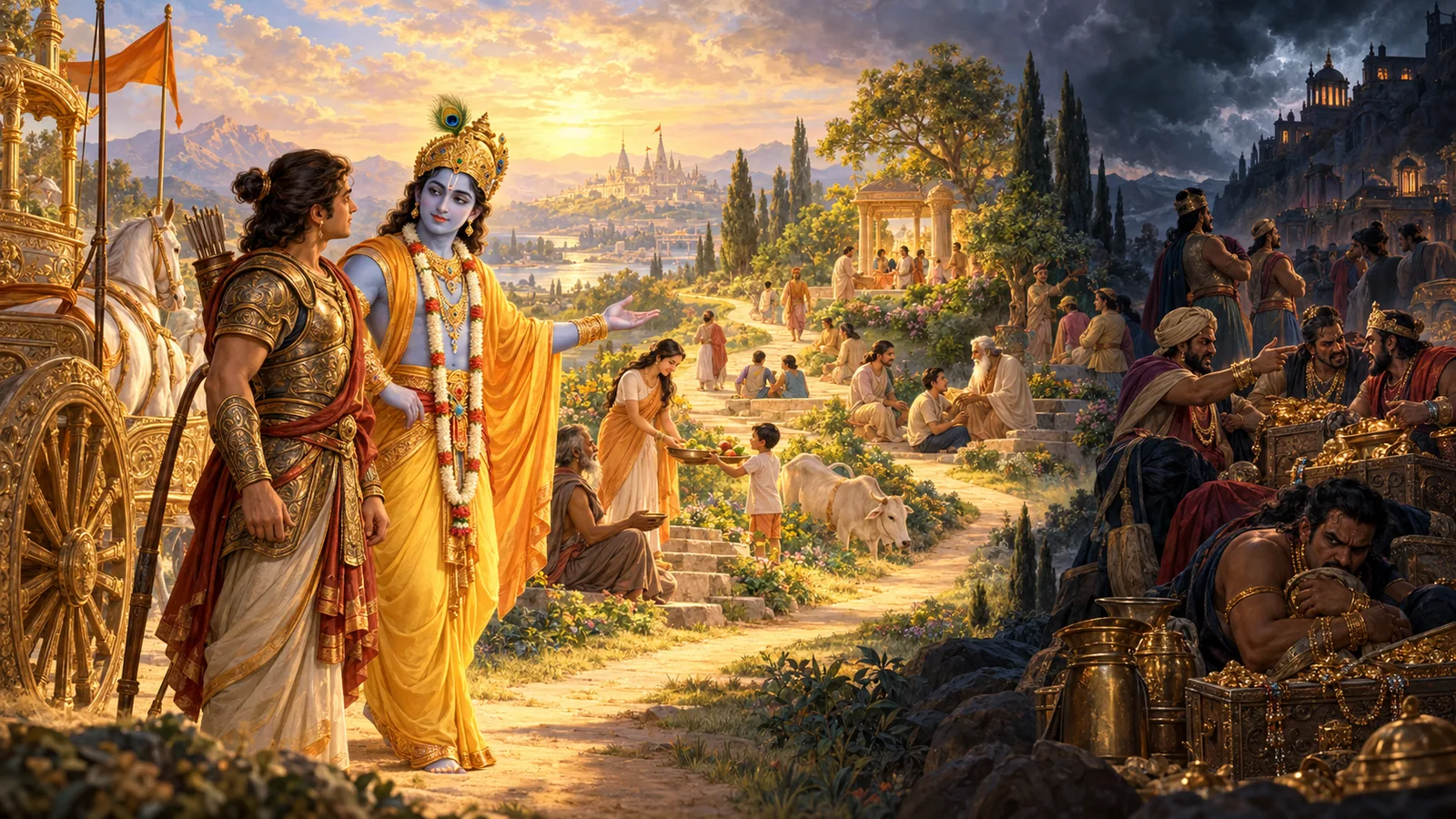 भागवत गीता अध्याय १६ दैवासुर सम्पद् विभाग योग — दैवी र आसुरी स्वभावको भेदको चित्रण (Bhagavad Gita Chapter 16 Daivasura Sampad Vibhaga Yoga in Nepali)
