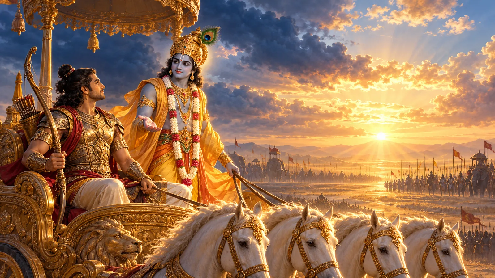 भागवत गीता अध्याय १८ मोक्ष सन्यास योग — शरणागति र मोक्षको चरम संदेशको चित्रण (Bhagavad Gita Chapter 18 Moksha Sannyasa Yoga in Nepali)